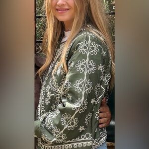 Floral Green Jacket Size M